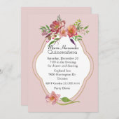 Peony Blume Quinceañera Einladung (Vorne/Hinten)