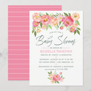Peony Blume Spring Baby Dusche Einladung