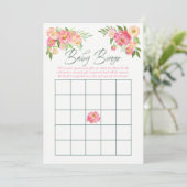 Peony Blume Spring Baby Shower Baby Bingo Einladung (Stehend Vorderseite)