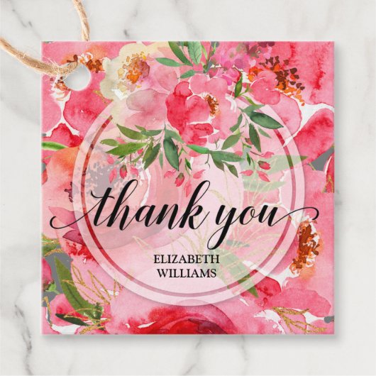 Peony Blume Vielen Dank Geschenkanhänger (Vorderseite)