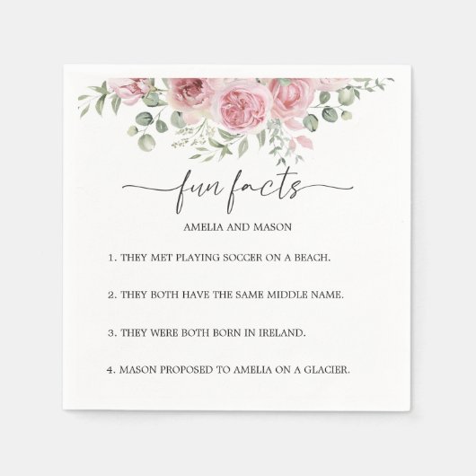 Peony Blush Floral Fun Facts Wedding Napkins Serviette (Vorderseite)