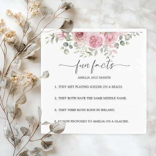 Peony Blush Floral Fun Facts Wedding Napkins Serviette