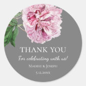 Peony Blush Wedding Danke Stickers (Vorderseite)
