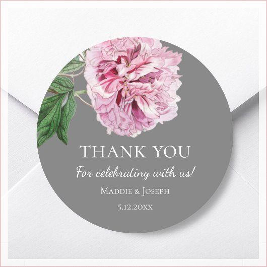 Peony Blush Wedding Danke Stickers