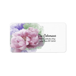 Peony Bouquet Address Label Adressaufkleber