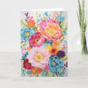 Peony Bouquet Bloom Abstrakt Art Feiertagskarte
