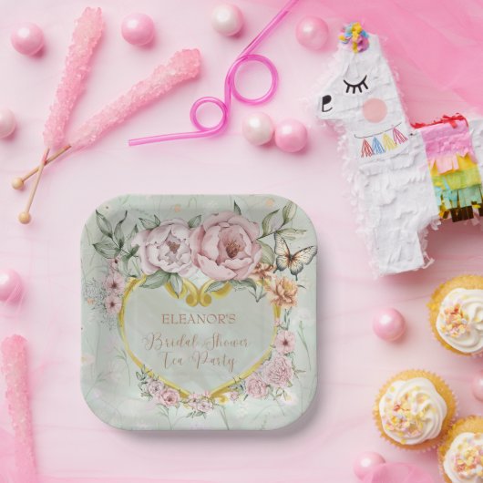 Peony Bouquet Brautparty Pappteller (Party)