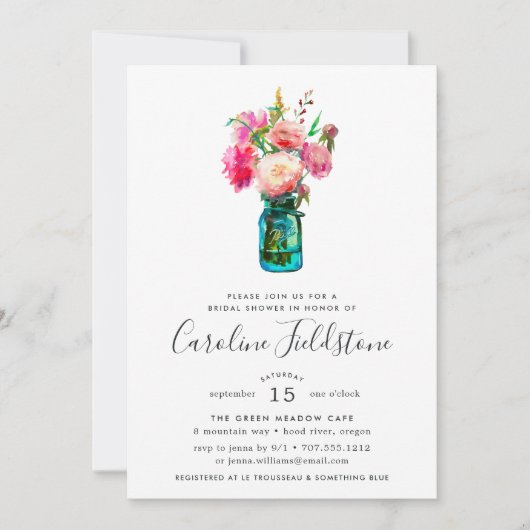 Peony Bouquet Bridal Dusche Einladung (Vorderseite)