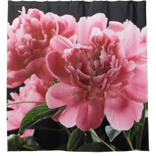 Peony Bouquet Closeup: Rosa Rot Duschvorhang (Vorderseite)