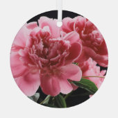 Peony Bouquet Closeup: Rosa Rot Ornament Aus Glas (Rückseite)