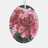 Peony Bouquet Closeup: Rosa Rot Ornament Aus Glas (Vorderseite Rechts)