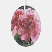 Peony Bouquet Closeup: Rosa Rot Ornament Aus Glas (Vorderseite links)