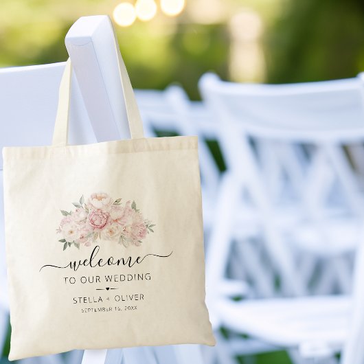 Peony Bouquet Greenerity Wedding Willkommen Tragetasche