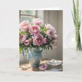 Peony Bouquet in Vintager Pitcher Karte (Vorderseite)