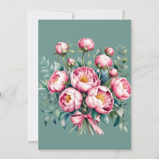 Peony Bouquet in Watercolor Bridesmaids Einladung (Rückseite)