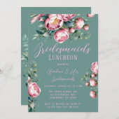 Peony Bouquet in Watercolor Bridesmaids Einladung (Vorne/Hinten)