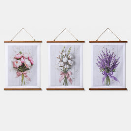 Peony Bouquet Wall Tapestry Wandteppich Mit Holzrahmen