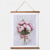 Peony Bouquet Wall Tapestry Wandteppich Mit Holzrahmen (Vorderseite)
