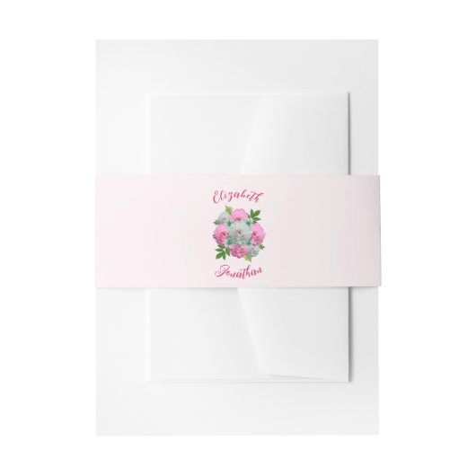 Peony Bouquet Wedding Einladungsbanderole (Vorderseite Beispiel)