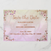 Peony Bouquet Wedding Foil Save the Date Karte (Vorderseite)