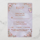 Peony Bouquet Wedding Foil UAWG Response Card Folieneinladung (Vorderseite)