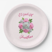 Peony Bouquet Wedding Pappteller (Vorderseite)