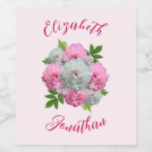 Peony Bouquet Wedding Weinetikett (Einzelnes Label)