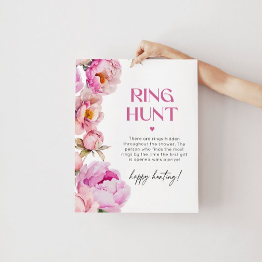 Peony bright pink ring Jagd Brautparty Game Poster