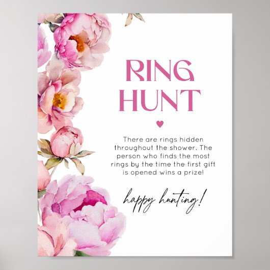 Peony bright pink ring Jagd Brautparty Game Poster (Vorne)