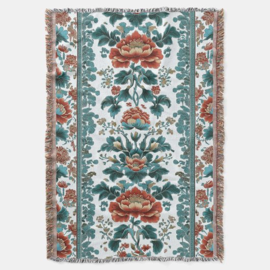 Peony Brocade Decke (Vorderseite Vertikal)