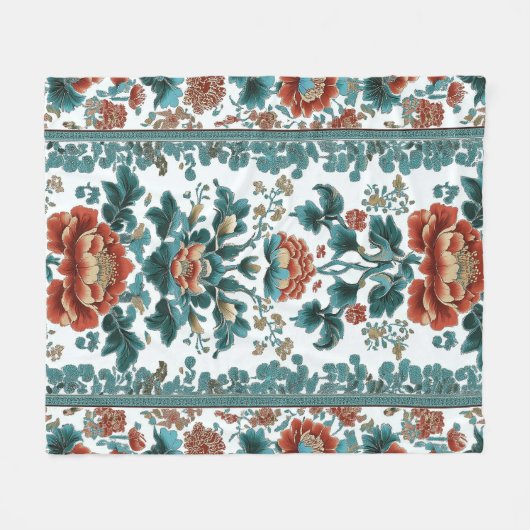 Peony Brocade Fleecedecke (Vorderseite (Horizontal))