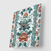 Peony Brocade Quadratische Wanduhr (Winkel)