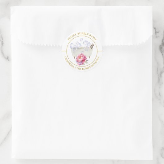 Peony Bubble Bath-Label Runder Aufkleber (Tasche)