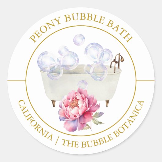 Peony Bubble Bath-Label Runder Aufkleber (Vorderseite)