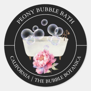 Peony Bubble Bath-Label Runder Aufkleber