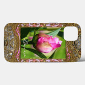 Peony Bud Elegant Floral Monogram Case-Mate iPhone Hülle (Rückseite (Horizontal))