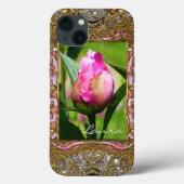 Peony Bud Elegant Floral Monogram Case-Mate iPhone Hülle (Rückseite)