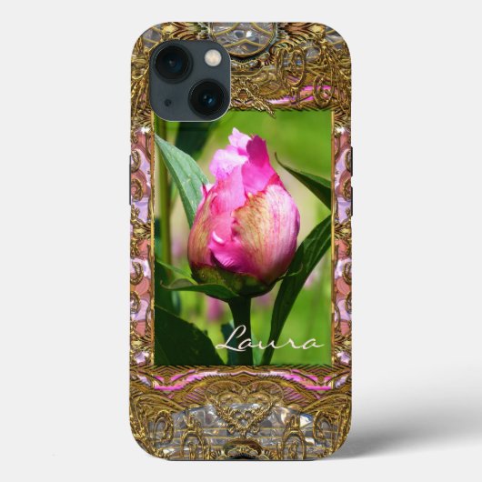 Peony Bud Elegant Floral Monogram Case-Mate iPhone Hülle (Rückseite)