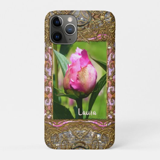 Peony Bud Monogram Case-Mate iPhone Hülle (Rückseite)