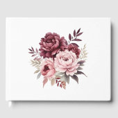Peony Burgundy Pink Watercolor Blumenhochzeit Gästebuch (Vorderseite)