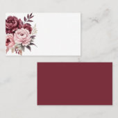 Peony Burgundy Pink Watercolor Blumenhochzeit Platzkarte (Vorne/Hinten)