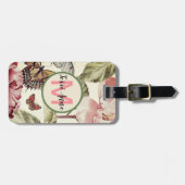Peony & Butterfliegen mit Monogramm innerhalb eine Gepäckanhänger (Vorderseite horizontal)