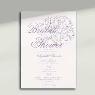 Peony Calligraphy Elegantes Lila Brautparty Einladung