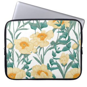 Peony Claire de Lune Pflanze nahtlos. Hand Laptopschutzhülle