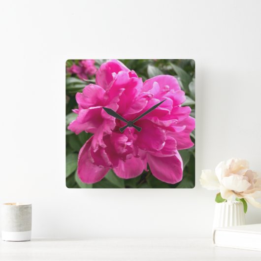 Peony Clock Quadratische Wanduhr (Zuhause)