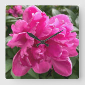 Peony Clock Quadratische Wanduhr (Vorderseite)