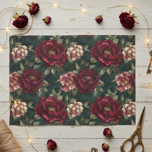 Peony Dark Romantic Burgundy Seidenpapier