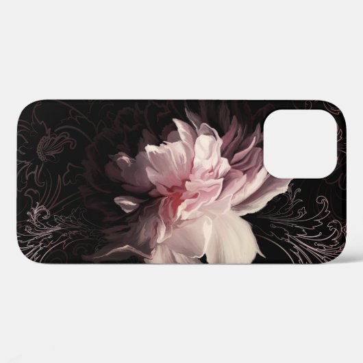 Peony Dark Wall: Design der bemalten Blume Case-Mate iPhone Hülle (Rückseite (Horizontal))