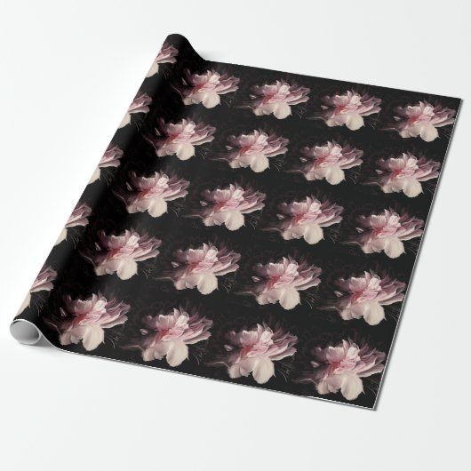 Peony Dark Wall: Design der bemalten Blume Geschenkpapier (Ungerollt)