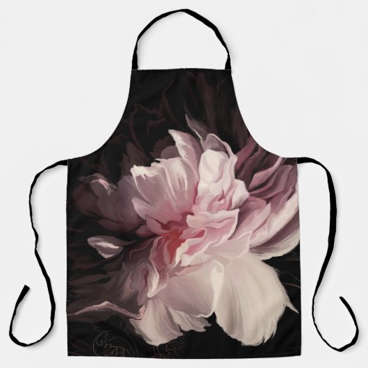 Peony Dark Wall: Design der bemalten Blume Schürze (Vorderseite)